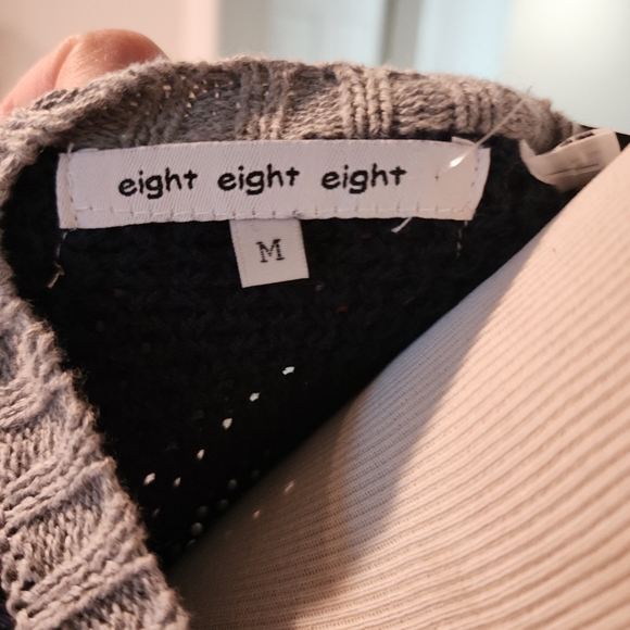 EIGHT EIGHT EIGHT woman’s Cotton Knit Sweater Blue/Gray/Orange Size M New - Picture 7 of 8